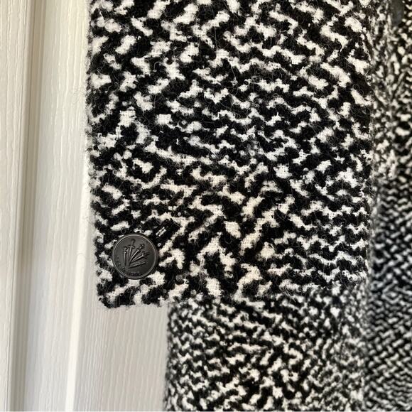 Rag & Bone Wooster Wooly Coat Black White Boucle Collared Pea Coat Wool Blend S - Picture 9 of 16